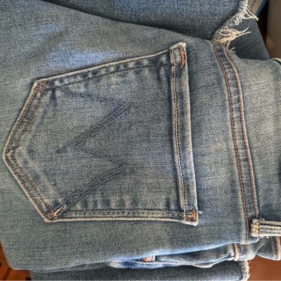 MOTHER Blue Flare Jeans with Frayed Hem - Picture 8 of 8
